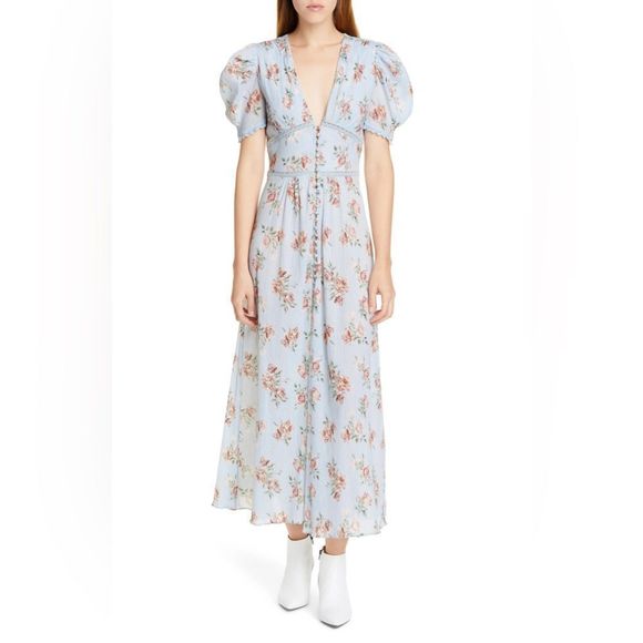 LOVESHACKFANCY Stacy Duster in Peri Floral Maxi Button Dress - Picture 11 of 13